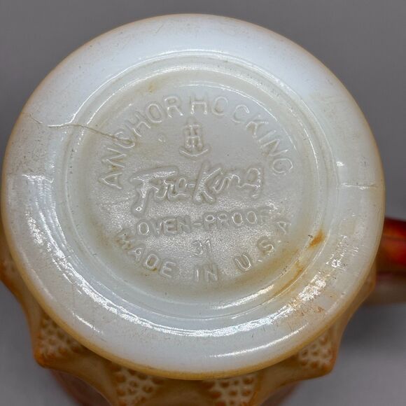 Fire-King Kimberly Brown Diamond Pattern Milk Glass Mug Anchor Hocking 1960s - Picture 4 of 9